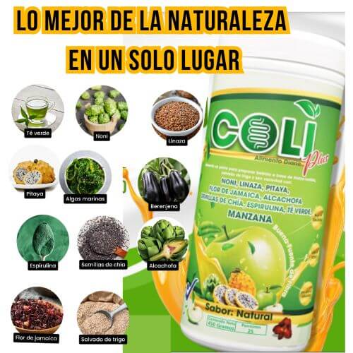 ColiPlus fórmula 100% natural con ingredientes herbales