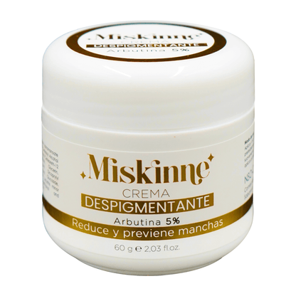 Miskinne crema despigmentante — frasco y etiqueta del producto